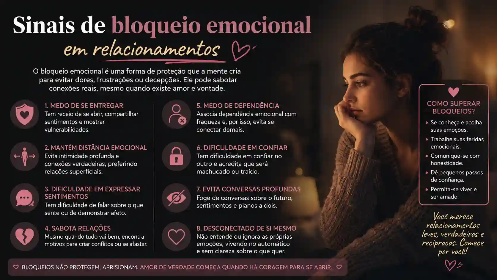 Sinais de bloqueio emocional em relacionamentos